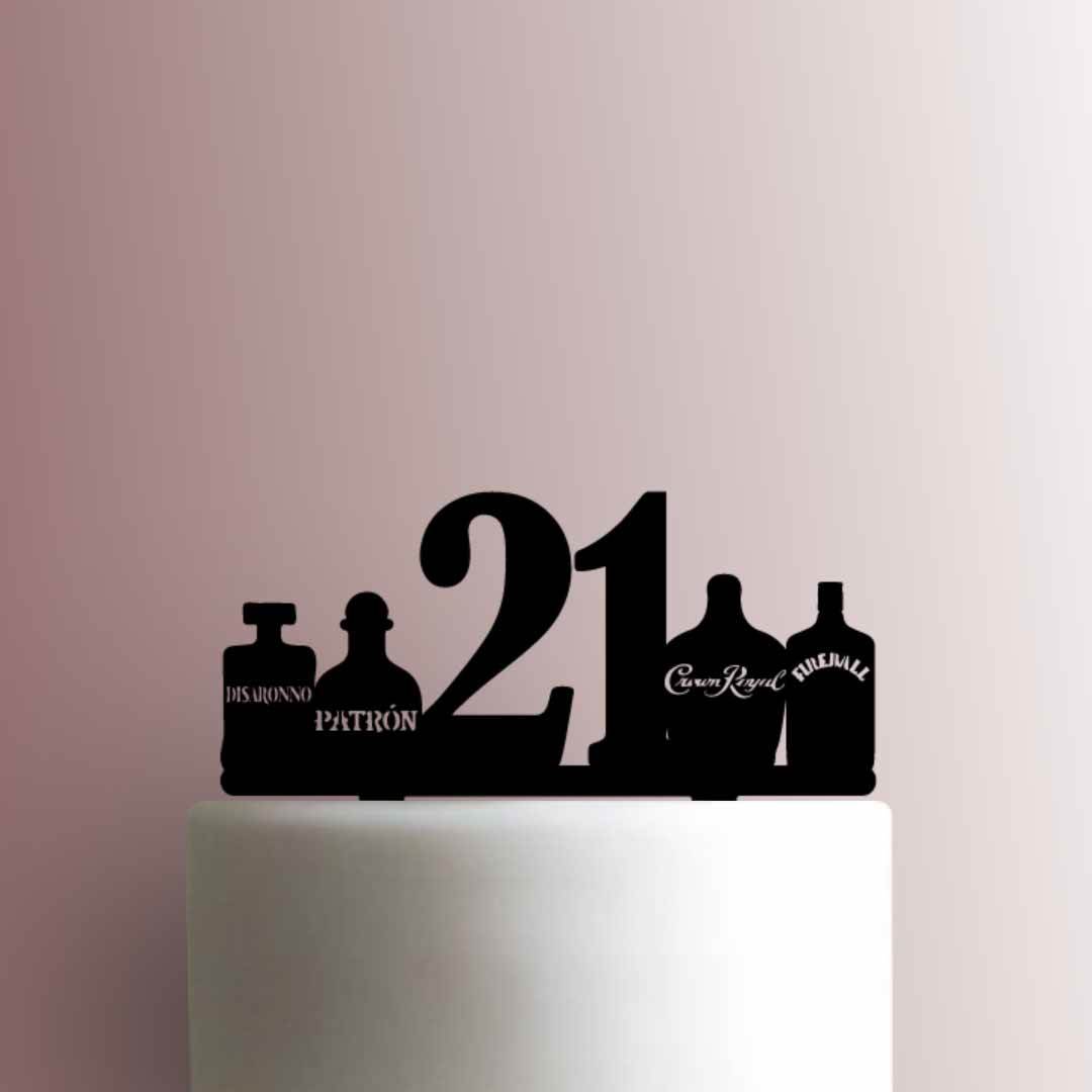 Twenty First 21st Birthday Bottles- Acrylic Cake Topper