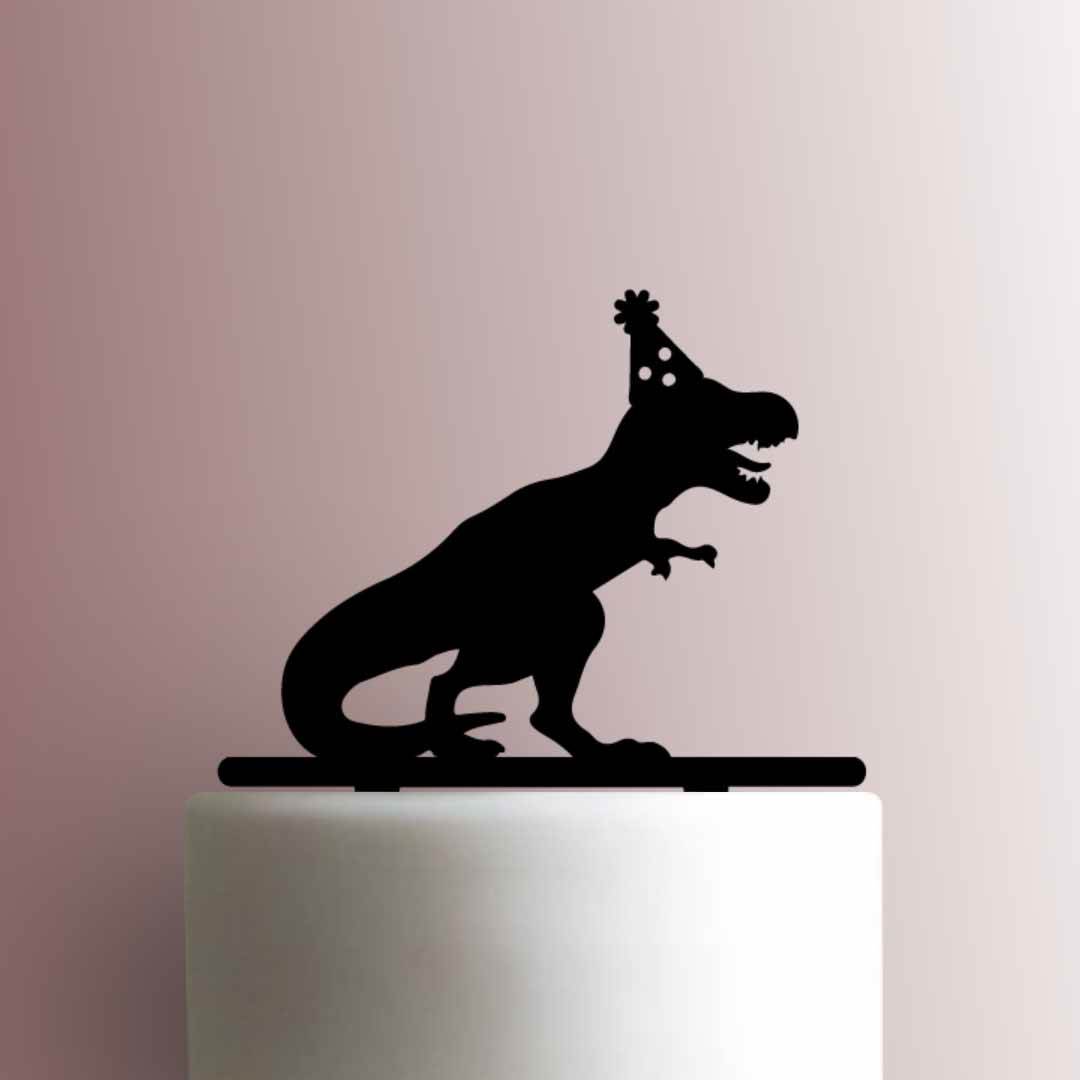Tyrannosaurus Rex Dinosaur with Party Hat - Acrylic Cake Topper