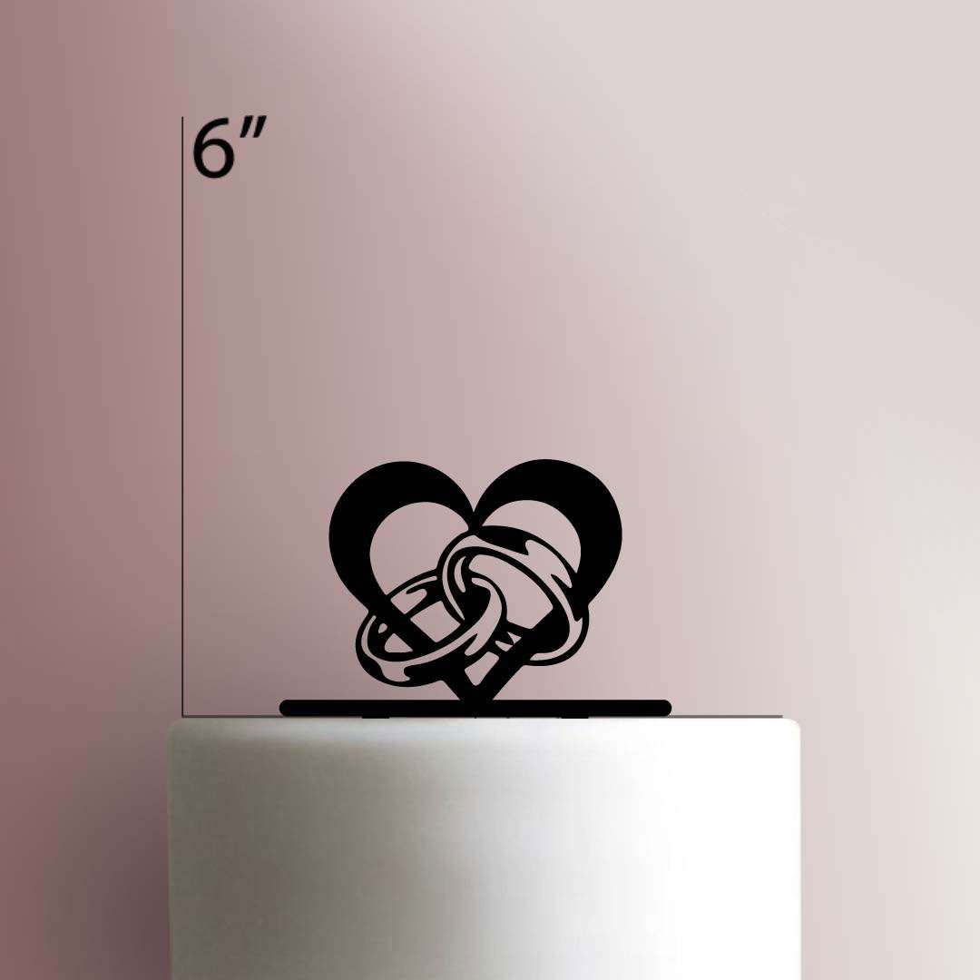 Wedding Bands Heart- Acrylic Cake Topper