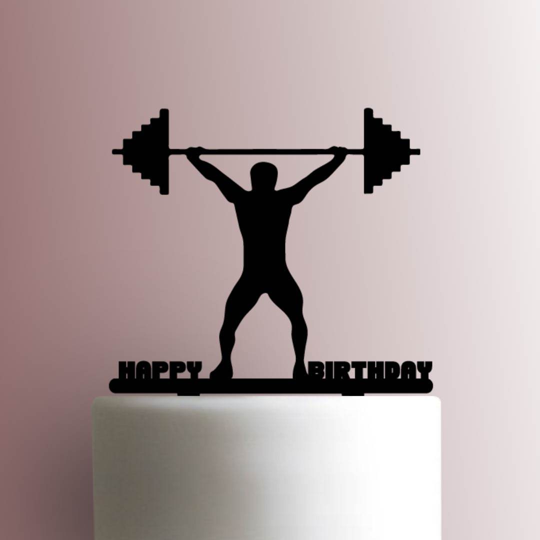 Weightlifter Happy Birthday - Acrylic Cake Topper
