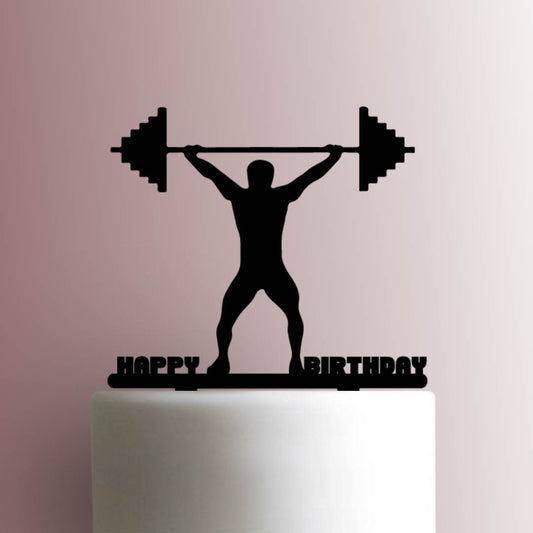 Weightlifter Happy Birthday - Acrylic Cake Topper