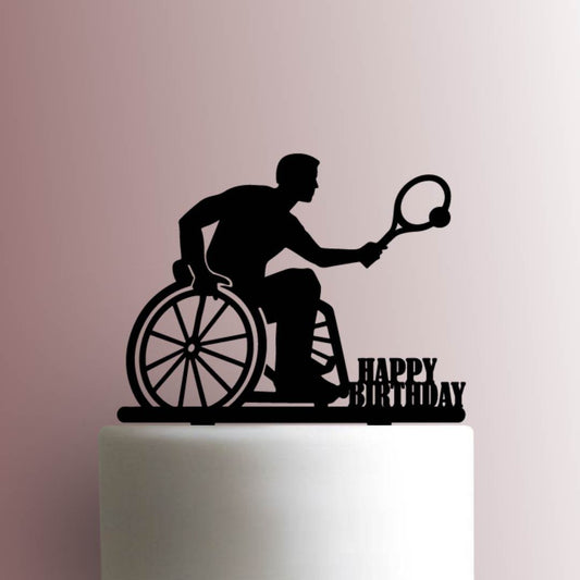Wheelchair Tennis Happy Birthday - Acrylic Cake Topper