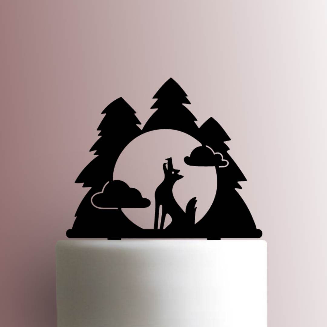 Wolf Howling at Moon - Acrylic Cake Topper