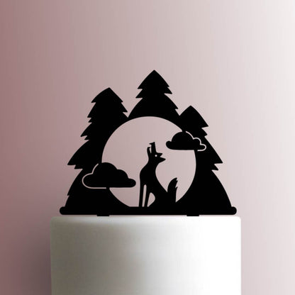 Wolf Howling at Moon - Acrylic Cake Topper