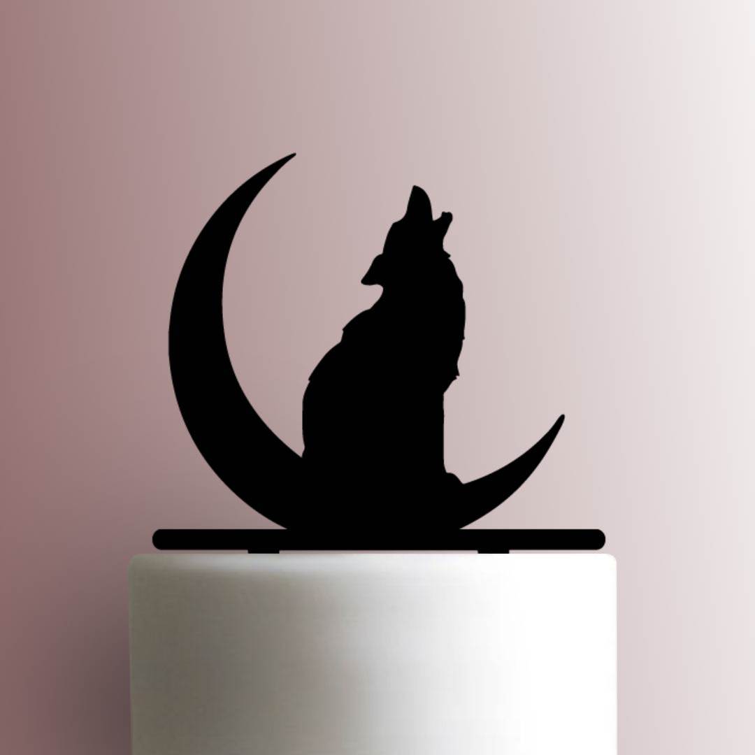 Wolf Howling on Moon - Acrylic Cake Topper