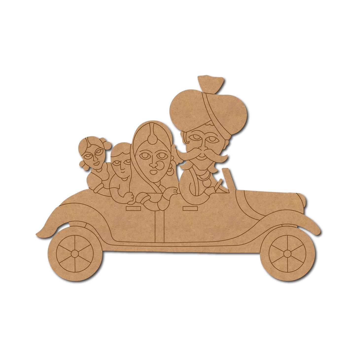 Rajasthani Family In Car Pre Marked Shape 1