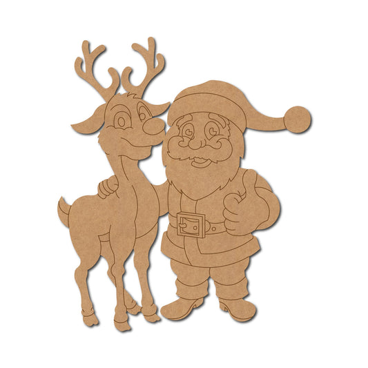 Santa Claus With Reindeer Christmas Pre Marked Design 4
