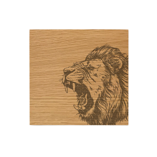Lion Single Oak Coaster