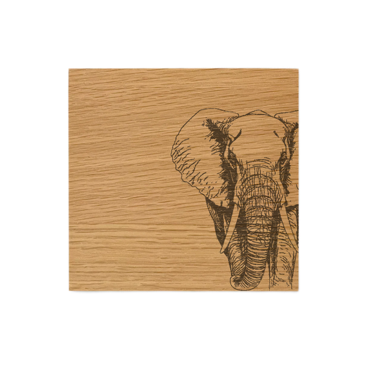 African Elephant Single Oak Coaster