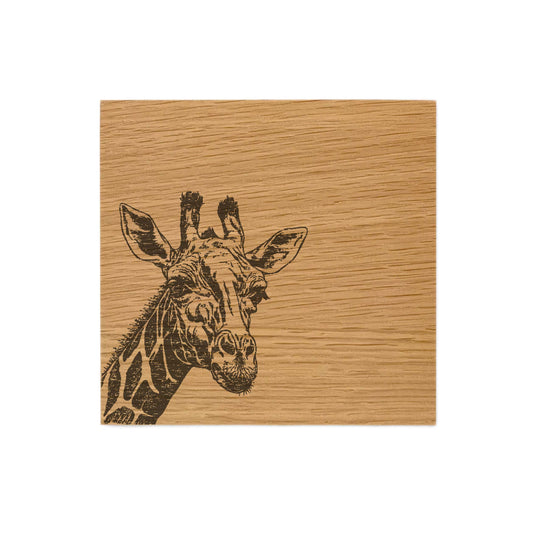 Giraffe Single Oak Coaster