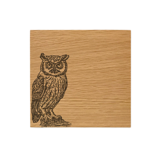Owl Single Oak Coaster
