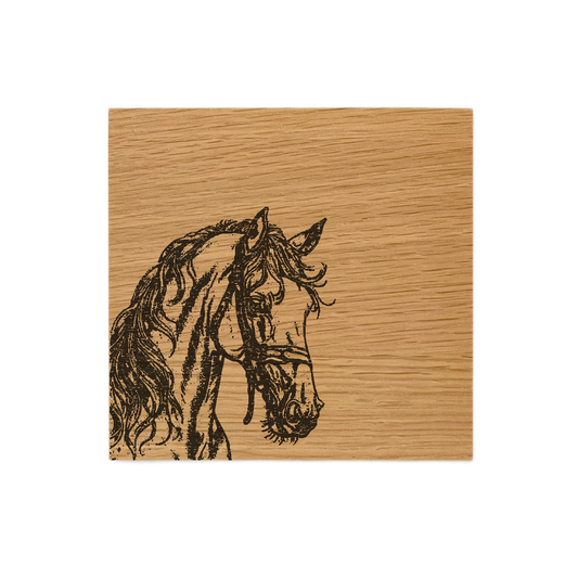 Horse Single Oak Coaster