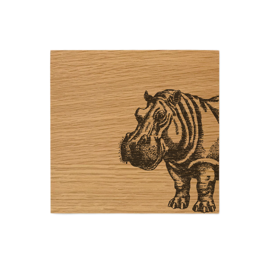 Hippo Single Oak Coaster