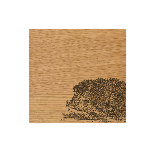 Hedgehog Single Oak Coaster