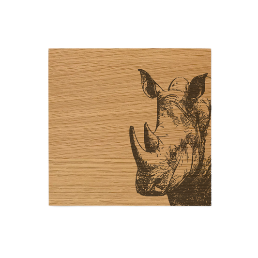 Rhino Single Oak Coaster