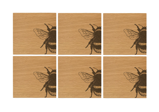 Bee Oak Coasters - Set of 6