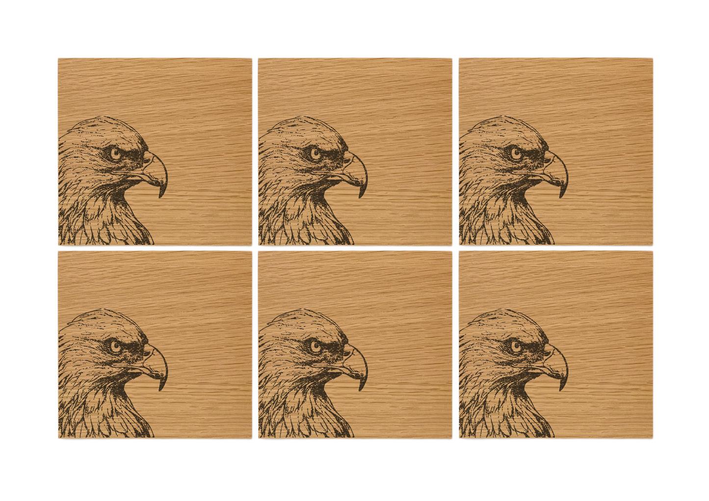Eagle Oak Coasters - Set of 6