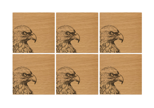 Eagle Oak Coasters - Set of 6