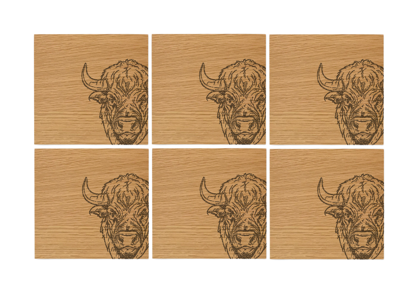 African Buffalo Oak Coasters - Set of 6