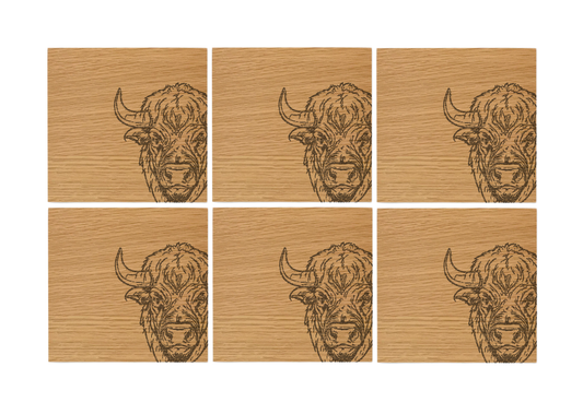 African Buffalo Oak Coasters - Set of 6