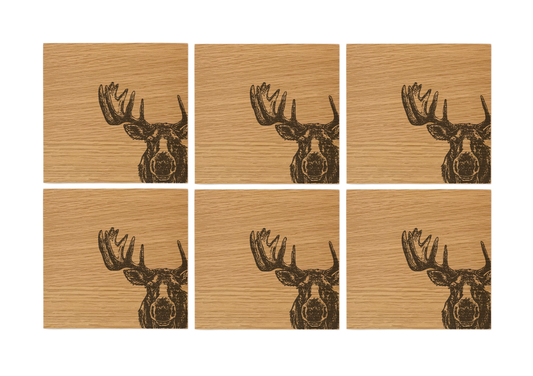 Moose Oak Coasters - Set of 6