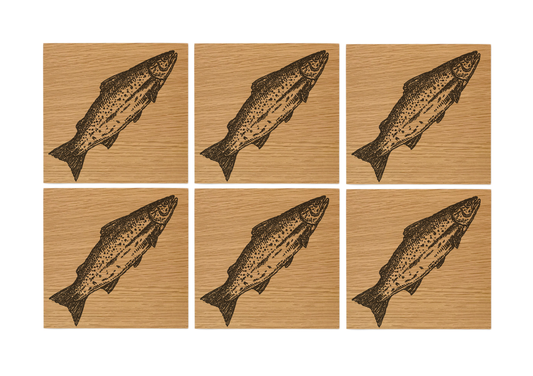 Salmon Oak Coasters - Set of 6