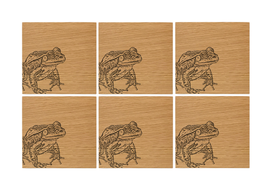 Frog Oak Coasters - Set of 6