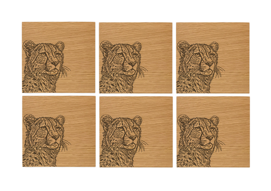 Cheeta Oak Coasters - Set of 6