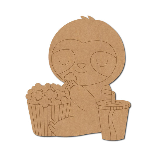 Sloth Eating Popcorn Pre Marked Design 1