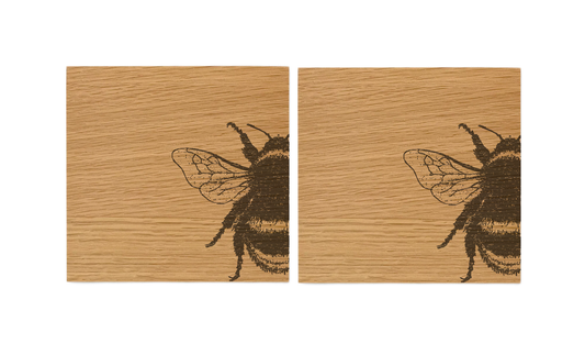 Bee Oak Coasters - Set of 2