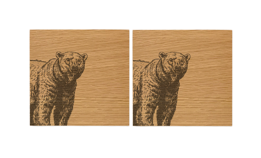 Bear Oak Coasters - Set of 2