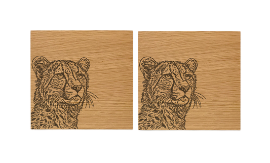 Cheeta Oak Coasters - Set of 2