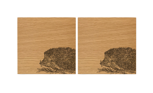 Hedgehog Oak Coasters - Set of 2