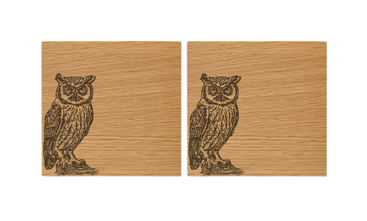 Owl Oak Coasters - Set of 2