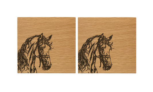 Horse Oak Coasters - Set of 2