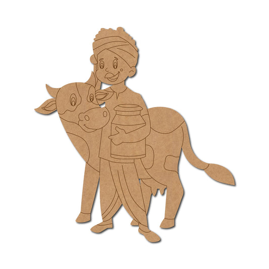 Village Man With Cow Pre Marked Design 1
