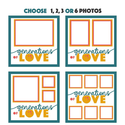 Generations of Love : - 9 x 9 Inch Frame - 1, 2, 3 or 6 photos / Multi Colour