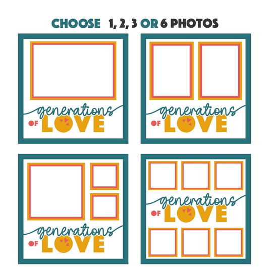 Generations of Love : - 9 x 9 Inch Frame - 1, 2, 3 or 6 photos / Multi Colour