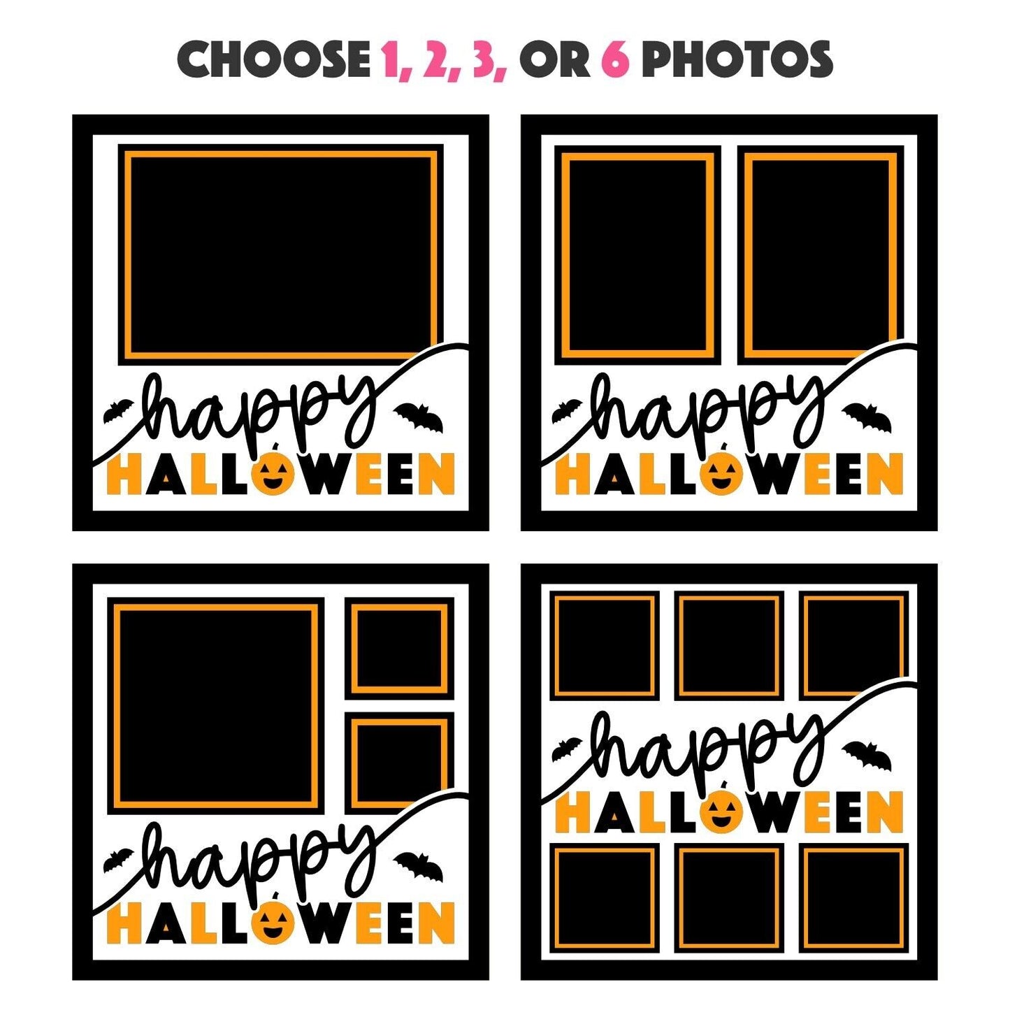 Happy Halloween : - 9 x 9 Inch Frame - 1, 2, 3 or 6 photos / Multi Colour