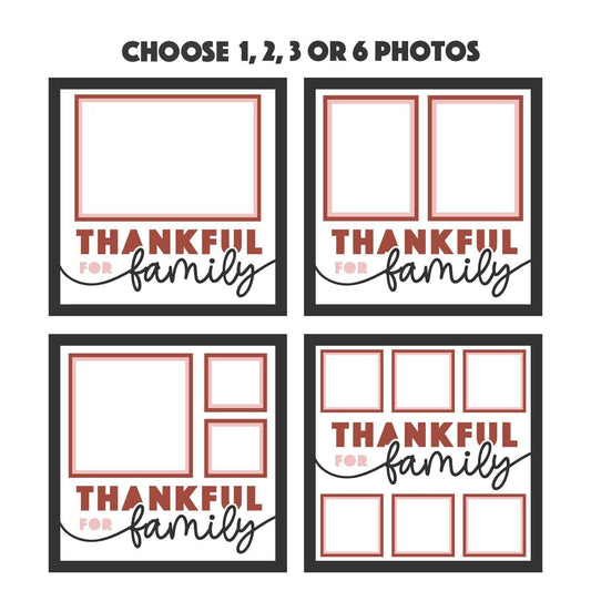 Thankful For Family - 9 x 9 Inch Frame - 1, 2, 3 or 6 photos / Multi Colour