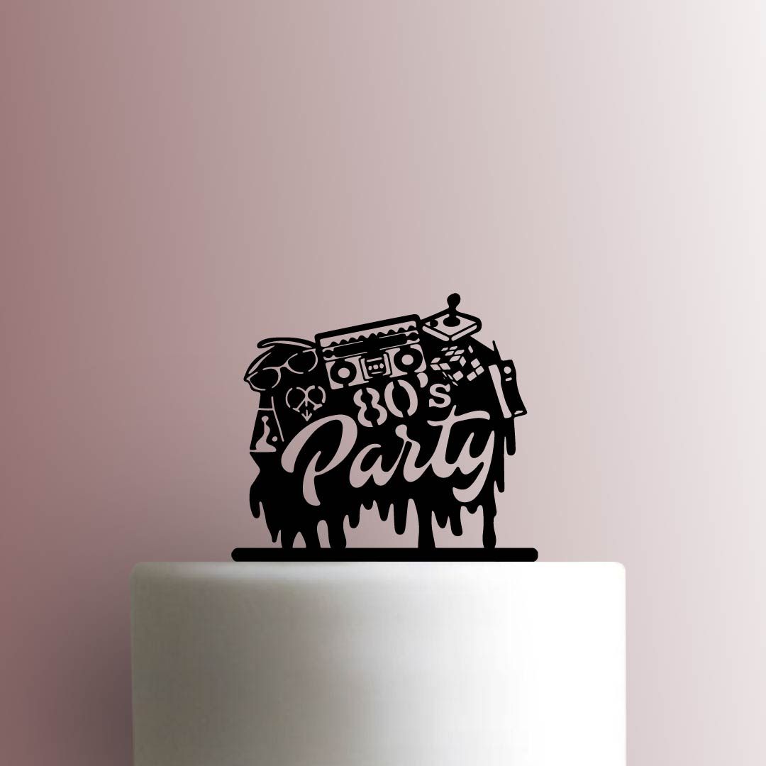 80s Party acrylic cake topper design
